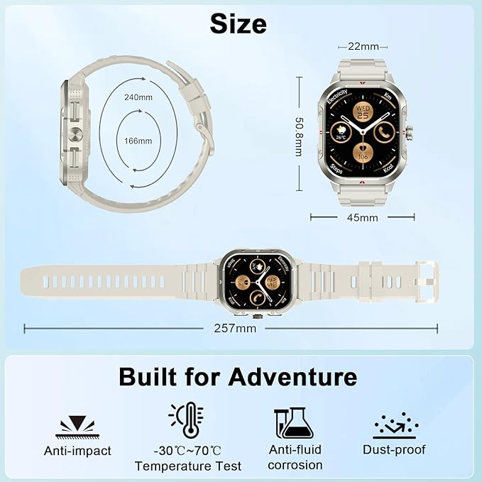 Smart Watch for Men Android/iPhone, 2.06" HD Anti-impact Touchscreen GPS Smartwatch with Heart Rate/SpO2/Sleep/Monitor, Answer/Make Call/Notifications, Fitness Watch IP68 Waterproof, 100+ Sport Mode