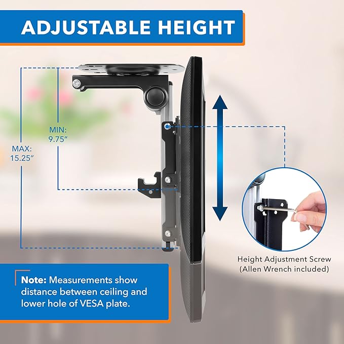 Mount-It! Flip Down TV & Monitor Mount, Under Cabinet & Ceiling Bracket for Kitchens, RVs & Small Spaces | Fits 13–37 Inch Screens | VESA 75x75 100x100 200x200 | Tilt & Swivel | 44 lbs Capacity