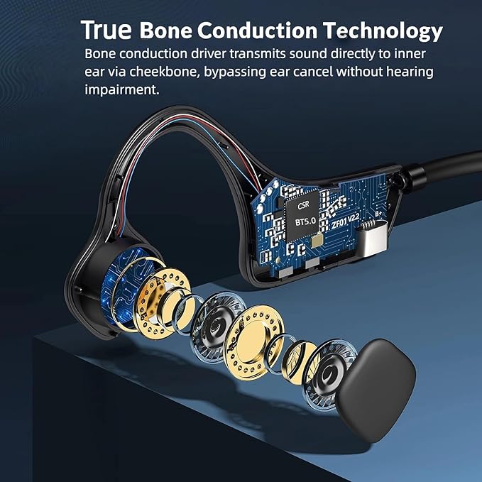 Bone Conduction Headphones Bluetooth Open Ear Headphones with mic Wireless Muitipoint Connection IP65 Waterproof Sports Headsets for Running Cycling and Workouts