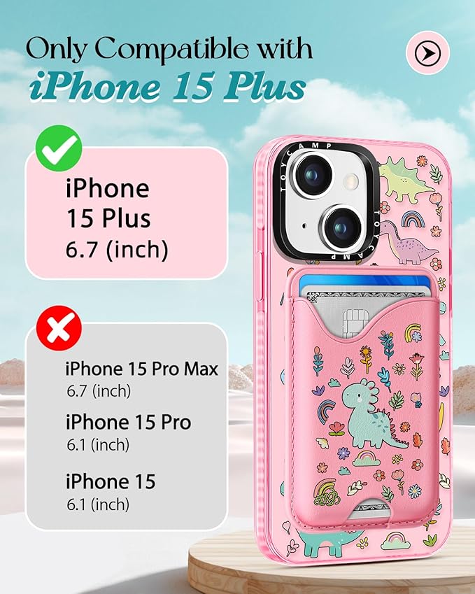 Toycamp for iPhone 15 Plus Case - Compatible with Magsafe Credit Card Holder Wallet Magnetic Cute Women Teen Girls Kawaii Girly Unique Animal Design Phone Cover for Apple 15 Plus 6.7"