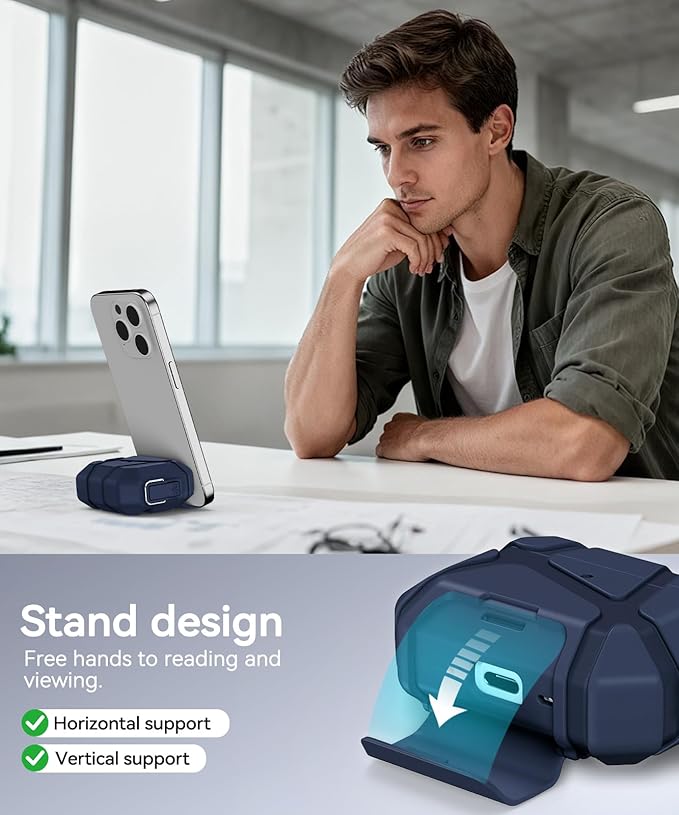 for AirPods Pro 3rd Case (2025 New),Secure Lock & Phone Stand Design Compatible with Airpods Pro 3 Generation Cover with Cleaner Kit-Blue