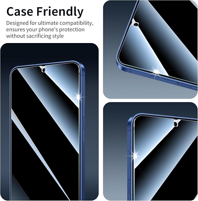 3*Privacy Screen Protector for Samsung Galaxy S24+/S24 Plus/S25+/S25 Plus with a Installation Alignment Aid, Anti-Spy Tempered Glass Film, Private Black Protection, [Shatterproof][ Shockproof]