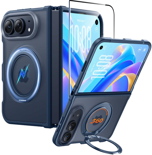 FNTCASE for iPhone Duo Case with 360 Spin Magnetic Stand Deep Blue