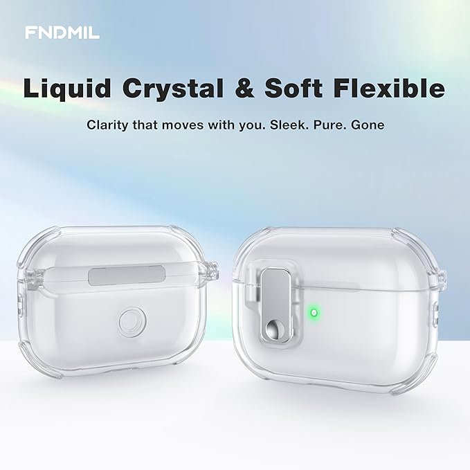 Clear Case for AirPods Pro 2 Case Cover with [Lock Safety& Pop Up][Military Shockproof]Anti-Yellow Transparent Soft Wireless Charging for AirPods Pro 2nd/1st Generation Case with Keychain,Clear
