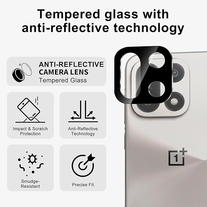 2+2 Pack for OnePlus 15 Screen Protector and Camera Protector, Fingerprint Support, Bubble-Free, Case Friendly, 9H Hardness Clear Tempered Glass