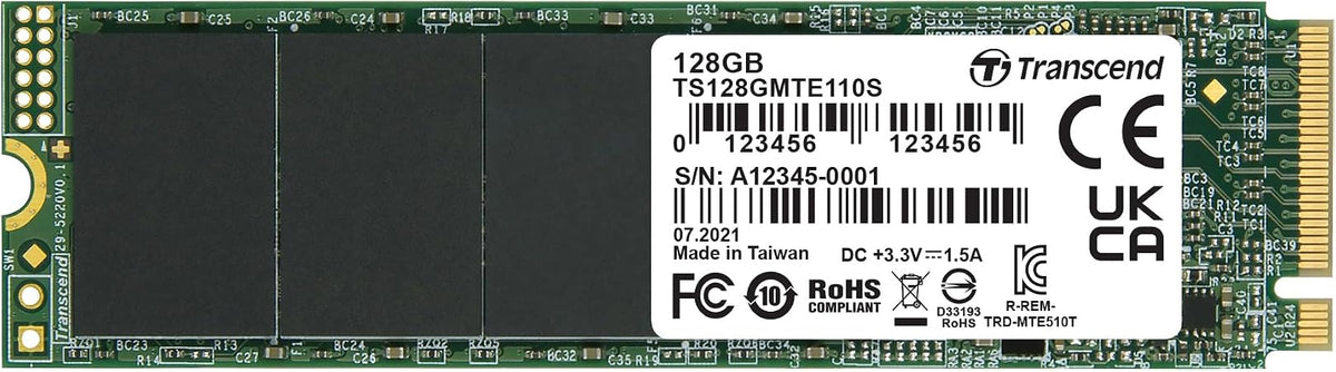 Transcend 128GB MTE110S PCIe 3.0 M.2 2280 SSD, 1500MB/s, Low Power