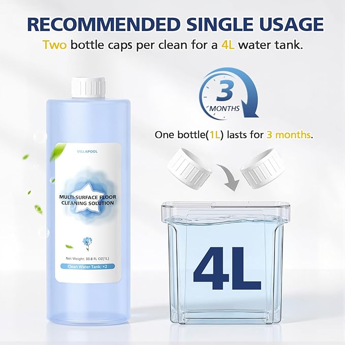 Multi-Surface Floor Cleaning Solution Compatible with ECOVACS DEEBOT X11 OmniCyclone / X9 PRO OMNI / T80 OMNI / T50 PRO OMNI / N30 Series / N20 Series, 1L