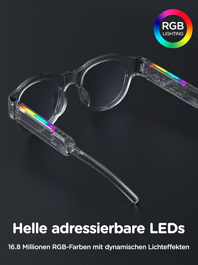 Kids Blue Light Glasses with Bluetooth Audio,Smart glasses,RGB 7-color light, Kids Smart Glasses Gifts