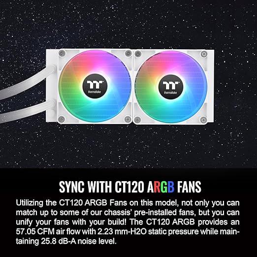 Thermaltake TH280 V2 Ultra ARGB Sync/AlO Liquid Cooler/ARGB Fan 140 * 2/PWM 500~1800rpm/Water Block 2.1" LCD/White, CL-W406-PL14SW-A