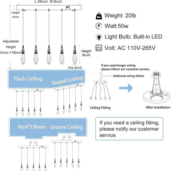 10-Lights Modern Rectangular Chandelier LED Black Rectangular Pendant Light Fixture Raindrop Chandelier for Dinning Room Staircase Living Room Foyer