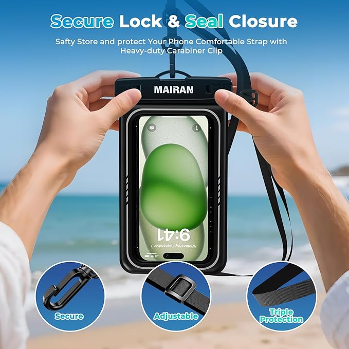 MAIRAN Floating Waterproof Phone Pouch 2Pack, Floatable IPX8 Waterproof Phone Case 8.0" for iPhone 16 15 Pro Max Samsung S25,Cellphone Dry Bags for Vacation Beach Pool Kayak Cruise Travel Essentials