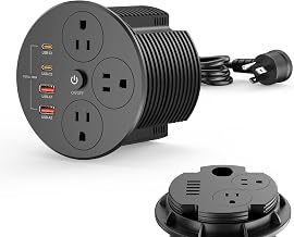 100W USB C Desktop Power Grommet, Double-Side 4 USB 5 Outlets (15Amp) - Image 1