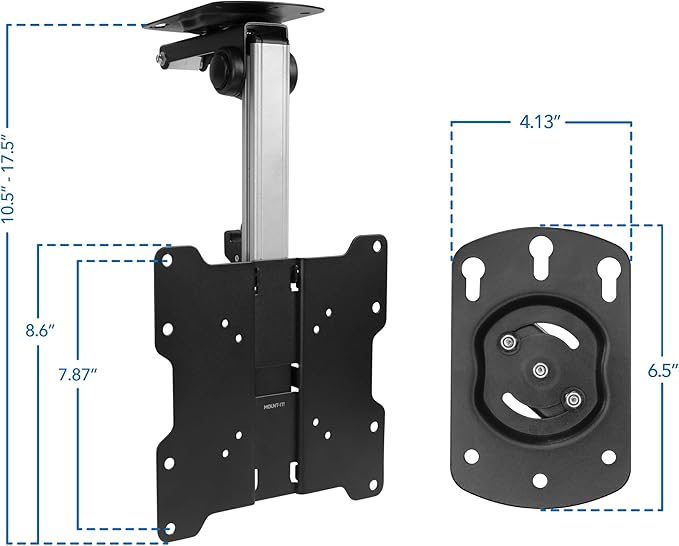 Mount-It! Flip Down TV & Monitor Mount, Under Cabinet & Ceiling Bracket for Kitchens, RVs & Small Spaces | Fits 13–37 Inch Screens | VESA 75x75 100x100 200x200 | Tilt & Swivel | 44 lbs Capacity