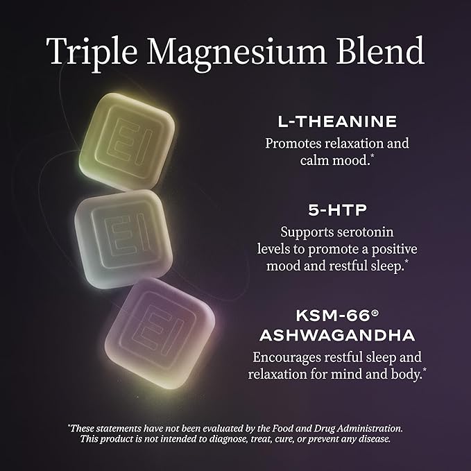 NightMAG Magnesium Glycinate Gummies for Sleep and Recovery; Sugar-Free, Vegan-Friendly and Naturally Flavored; Sleep Gummies for Adults; Magnesium Complex 400mg; 60 Count (Cherry)