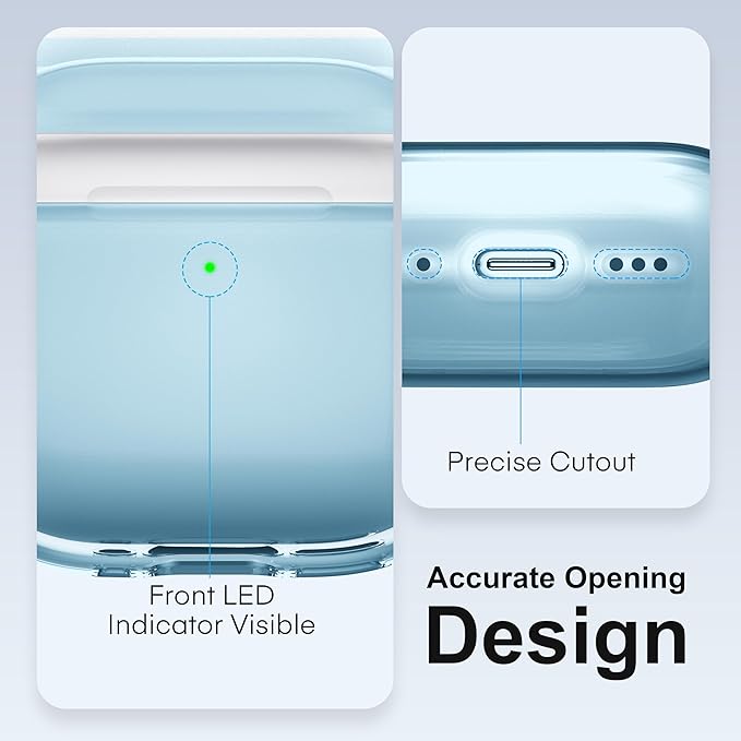 Valkit Compatible AirPods 4th Gen Case Cover, Soft TPU Protective Case with Cleaner Kit, Shockproof with Keychain - Clear Blue