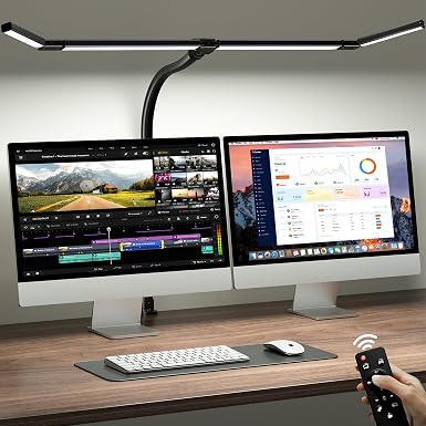 ONEMIX 42" Desk Lamp for Home Office with Clamp, 1800LM 4-Panel LED Light
