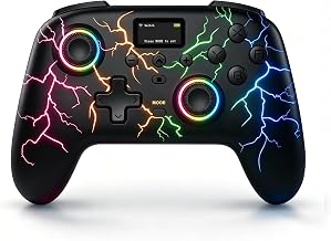 Morostron Wireless Controller for PC and Steam Games, Switch/Switch 2/iOS/Android Compatible, Interactive Screen, Hall Sticks, RGB, 800mAh, Black