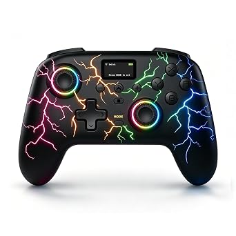 Morostron Wireless Controller for PC and Steam Games, Switch/Switch 2/iOS/Android Compatible, Interactive Screen, Hall Sticks, RGB, 800mAh, Black