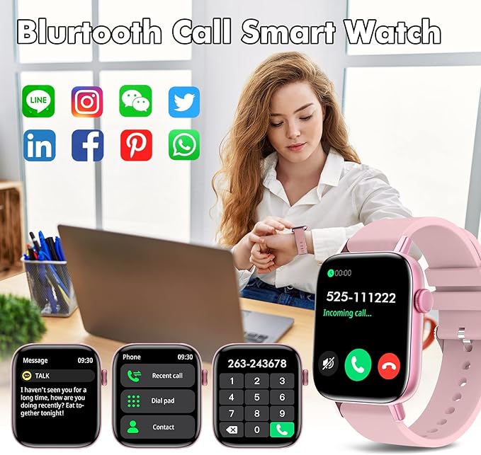 Smart Watch for Women (Answer/Make Calls) Compatible with iPhone/Android Phones - 1.9" HD Screen Fitness Tracker : Heart Rate/Sleep Monitor/Pedometer/Calories, Multiple Sports Tracker Watch Waterproof