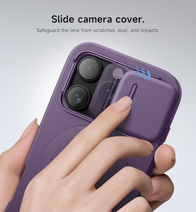 SURITCH for iPhone 16 Pro Case with Slide Camera Cover and Adjustable Kickstand, Compatible with MagSafe, Shockproof Bumper Case Slim Protective Cover for iPhone 16 Pro 6.3 Inch, Dark Purple