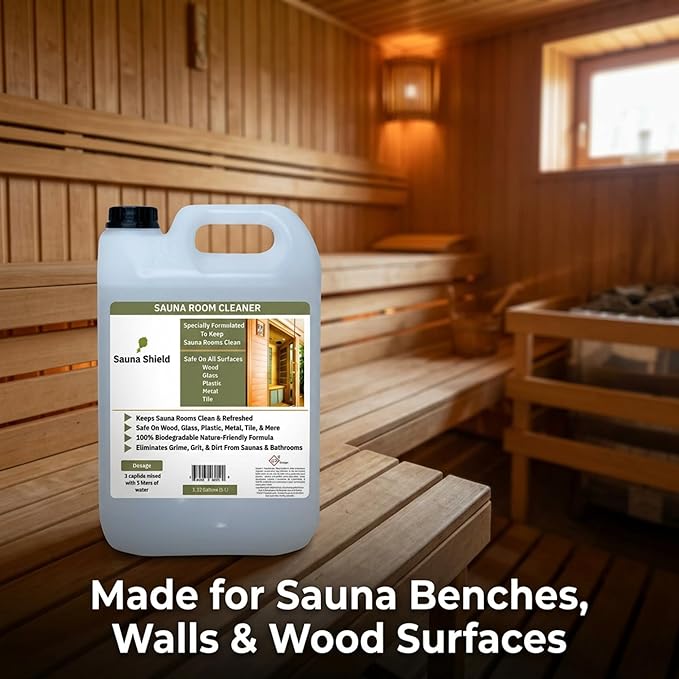 Sauna Cleaner | 1.32 Gallons (5L/169 Fl Oz) | Professional-Grade Sauna Wood & Surface Cleaner | Removes Sweat, Oils & Grime | Biodegradable | Citric Scent