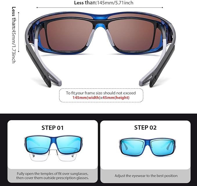 FIMILU 2PCS Polarized Sunglasses Fit Over Glasses for Men, Wrap Around Sunglasses for Driving & Outdoor UV400 Protection
