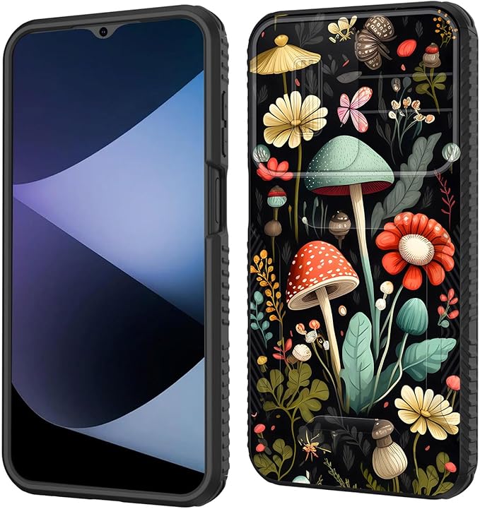 for Galaxy A15 5G Case Built in Slide Camera Lens Cover,Heavy Duty Shockproof Protection Dual Layer Case for Samsung Galaxy A15 5G 6.5 inch 2024,Mushroom Forest