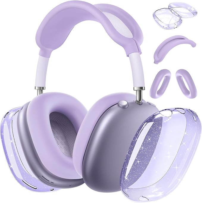 for AirPods Max case Cover,Anti-Scratch Ear Pad Case Cover/Ear Cups Cover/Headband Cover for AirPods Max. Clear Soft TPU and Silicone,Skin Scratch Proof.