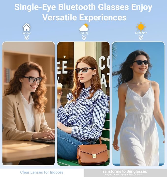 AI Translation Smart Glasses with Chat GPT for Men& Women, Bluetooth 5.4 Sunglasses with Translator 100 Languages,Multifunctional Outdoor UV Protection Glasses for Travel Trade Business-Gray2