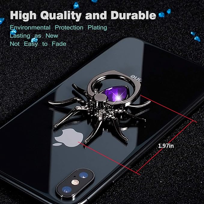 Allengel Spider Phone Ring Holder Stand, Animal Phone Ring Finger Grip Rhinestone Phone Kickstand for All Smartphone (Purple)