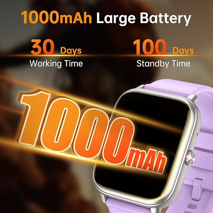 Smart Watch for Men Women, Fitness Tracker (Answer/Make Call), 1000 mAh Battery, 120+ Sport Modes, Step Counter/Sleep Monitor Fitness Watch, Smartwatch for Android/iPhone (Purple)