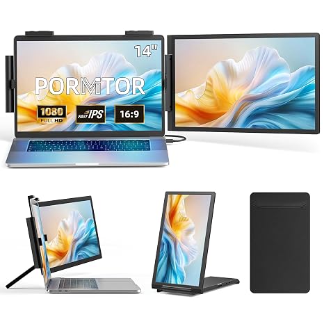 Laptop Screen Extender, 14" FHD 1080P IPS Laptop Monitor Extender with USB C/HDMI Port, Plug and Play Screen Portable Extended Monitor for 14"-15.6" Laptops - Image 5