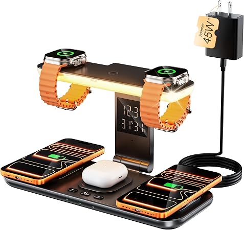 7 in 1 Charging Station, Dual Phone Charging Station for 2 Apple Watch