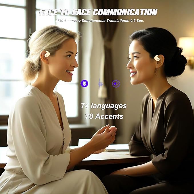 Translation Earbuds Real Time, 144 Languages Translation Device Ai Translator Earbuds Translating Headphones Real Time Ai Headphones Language Translation