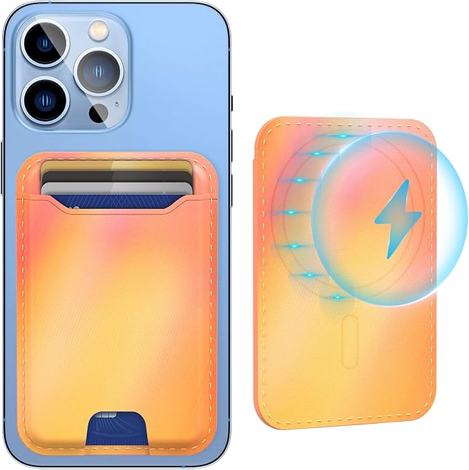 TopMade Magnetic Wallet for iPhone 16/15/14/13/12 Series, Faux Leather, Rainbow, RFID Blocking, 4.4lbs Magnetic Force, Holds 4 Cards, Compatible with Official Magsafe Cases