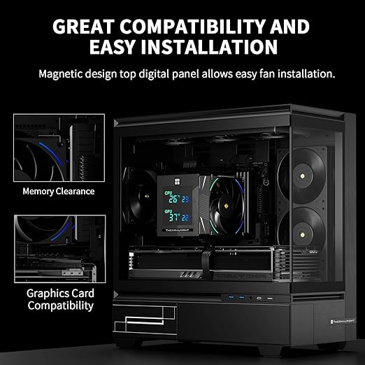Thermalright Phantom Spirit 120 Digital EVO CPU Air Cooler,7 Heat Pipes CPU Cooling,Double Tower Cooling,Support for AM4/AM5/Intel lga1700/115X/1200/1851,Magnetic Attraction-Digital Screen Top Cover