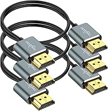 Twozoh Slim 4K HDMI Cable 1.6FT 3 Pack, Ultra Thin & Flexible Skinny HDMI to HDMI 2.0 Cord Support 4K/60HZ 18gbps Laptop, Monitor, PS5, PS4, Xbox One, Fire TV