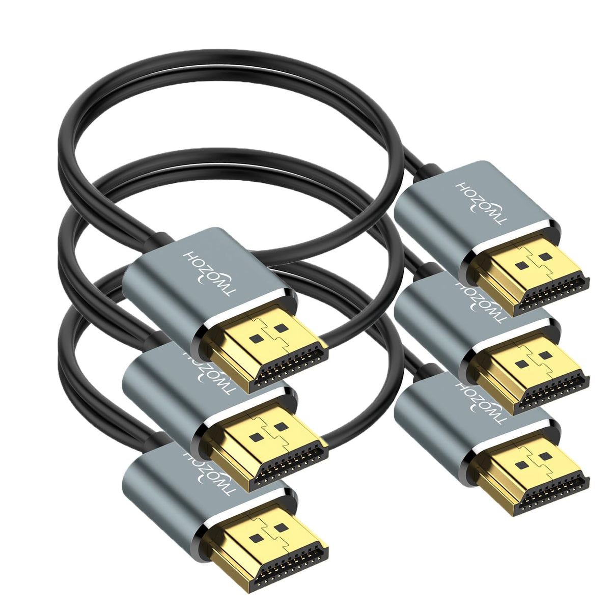 Twozoh Slim 4K HDMI Cable 1.6FT 3 Pack, Ultra Thin & Flexible Skinny HDMI to HDMI 2.0 Cord Support 4K/60HZ 18gbps Laptop, Monitor, PS5, PS4, Xbox One, Fire TV