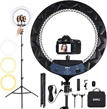 GWO 18 inch LED Ring Light with Tripod Stand 6000K Dimmable Makeup Selfie Light with Touch Panel Phone Holders for YouTube Vlog Video Shooting Include Carrying Bag and Remote Control CRI>90 - Image 1