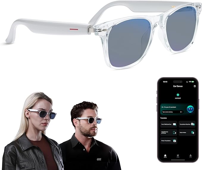 LIMU Gen 5 Smart Glasses - AI Glasses with Real-Time AI Interpreter - Open-Ear Bluetooth Glasses with Speakers for Calls & Music, Touch Control, Voice Assistant, Polycarbonate Build for Women & Men