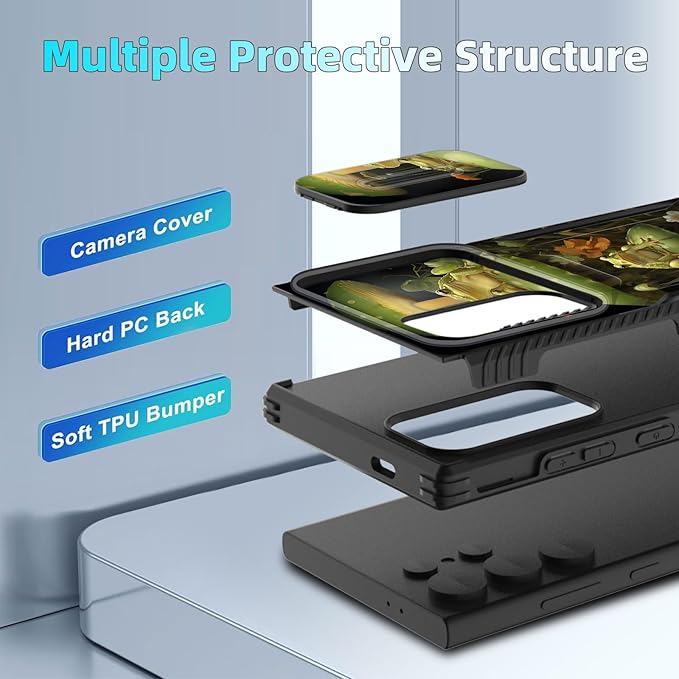 for Galaxy S26 Ultra Case Built in Slide Camera Lens Cover,Heavy Duty Shockproof Protection Dual Layer Case for Samsung Galaxy S26 Ultra 6.9" 2026,Cute Frog Mushroom