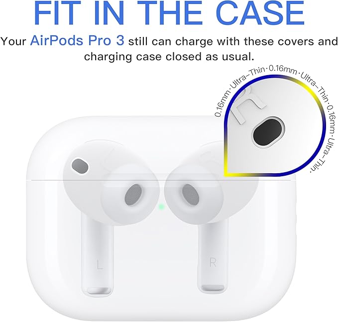[Fit in Case] 3 Pairs Cover for AirPods Pro 3 DamonLight Anti Scratches Add Grip Sport Ear Tips [US Patent Registered] Compatible with AirPods Pro 3rd Generation 2025 (White)