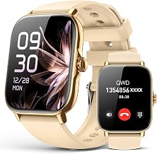 Smart Watch for Women Men- Answer/Make Call, IP68 Waterproof Fitness Step Tracker Watch with Sleep Monitor/Activity Counter/110+ Sport Mode, Smartwatch for Andriod iPhone Compatible, Gold - Image 1