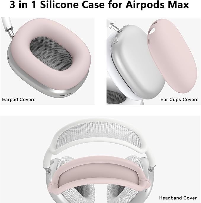 Silicone Case Cover for AirPods Max, Ear Pad Case Cover/Ear Cups Cover/Headband Cover for AirPods Max Headphones, Accessories Soft Silicone Protector for Apple AirPods Max New USB-C (2024) (Ivory)