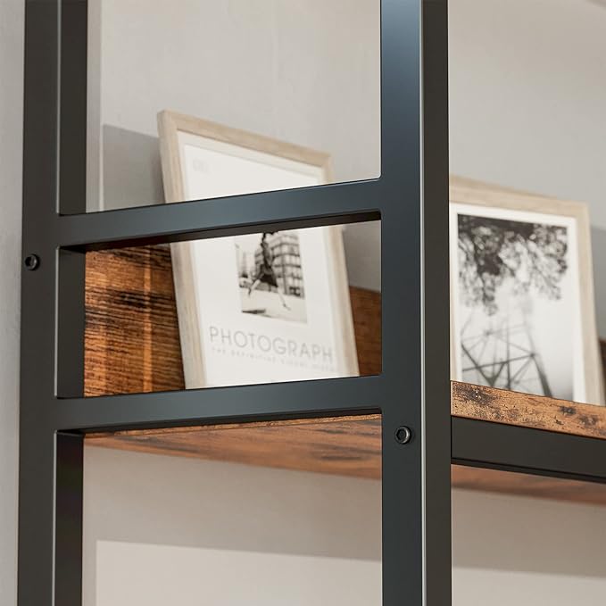 IRONCK Corner Bookshelf 5 Tiers, Industrial Corner Bookcase with Baffles Etagere, L Shaped Bookshelves with Metal Frame, Corner Shelf Storage Rack for Living Room Home Office
