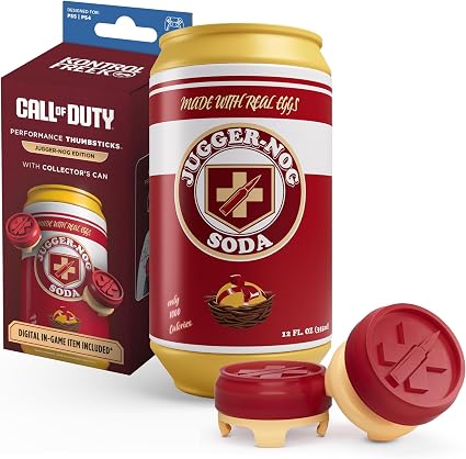 KontrolFreek® Jugger-Nog Performance Thumbsticks® | for PlayStation 5 (PS5) & PlayStation 4 Controller | Red and Cream
