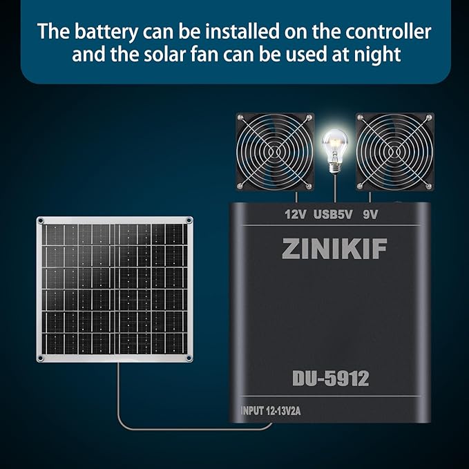 Solar Energy Storage Charging Controller, Solar Battery Charger for AA Nickel-Metal Hydride (NiMH) Batteries with USB DC Switch Charging Port, Powering Solar Fan and Charging 18650 Batteries