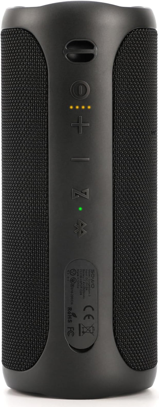 Wireless Waterproof Bluetooth Speaker - Portable Speaker Loud with Built-in Subwoofer and Tweeter, Extra Bass, Stereo Sound, IP67, Colorful Lights for Party, Outdoor, Camping - Black