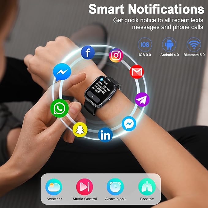 Smart Watch, 1.91" HD Smartwatch for Men Women (Answer/Make Call), 2025 Fitness Watch Heart Rate/Activity/Step/Sleep Monitor, IP68 Waterproof 110+ Sport Mode, Step Counter Black
