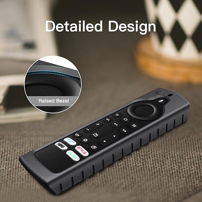 Fintie Silicone Case for Fire TV Stick 4K Max (2nd Gen)/Toshiba/Insignia/Pioneer/2-Series/4-Series/Omni Fire TV Remote - Anti Slip Shockproof Cover for Alexa Voice Remote Enhanced, Black